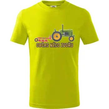 Traktor občas něco zvoře - Tričko dětské bavlněné - 98 cm / 2 roky ( Limetková )