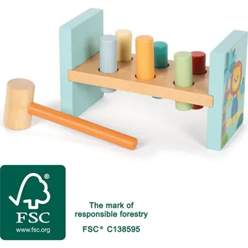 Dřevěná hračka small foot Zatloukačka Přátelé z džungle