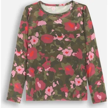 Dětské tričko s dlouhým rukávem Coccodrillo zelená barva, MYSTIC NATURE GIRL JUNIOR ZC4143101MGJ 78X, vel. 158