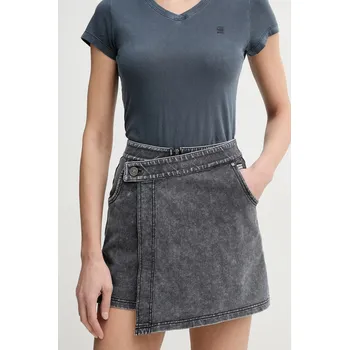 Dámská sukně Džínová kalhotová sukně G-Star šedá barva, high waist, D26107-D966 D26107.D966 GRJ, vel. S