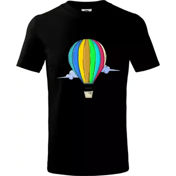 Chlapecké tričko Horkovzdušný balon v oblacích - Tričko dětské bavlněné - 98 cm / 2 roky ( Černá )