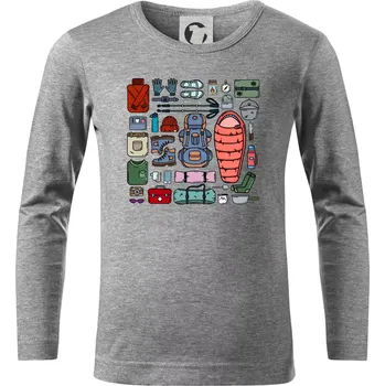 Chlapecké tričko Co si sbalit na kempovani? - Triko dětské Long Sleeve - 134 cm/8 let ( Tmavě šedý melír )