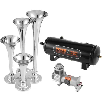 Vevor Sada vlakových trub 4× trouby 150dB 12V 160 psi 2.6 Gal/10 L nádrž