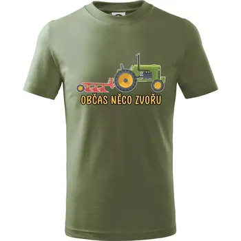Traktor občas něco zvoře - Tričko dětské bavlněné - 98 cm / 2 roky ( Khaki )