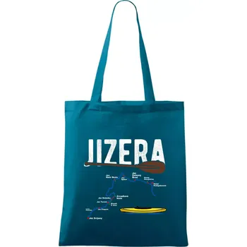 Mapa řeky Jizery - Taška bavlněná - 42 x 38 cm ( Petrolejová )