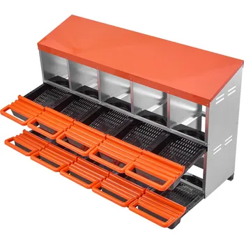 kurník Vevor Hnízdový box pro slepice 10 přihrádek, kovový, 30–45 in, se sklonem