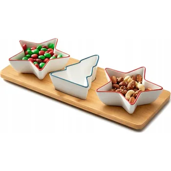 Porcelánové misky na pochutiny na podnosu, 4 ks