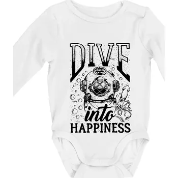Kojenecký body Dive into happinness - Body kojenecké s dlouhým rukávem - Dlouhý r. do 3 měs ( Bílá )