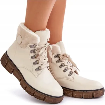 Dámská zimní obuv KOTNÍKOVÉ BOTY TRAPERY EVENTO 7973 EKO KOŽENÉ DÁMSKÉ BÉŽOVÉ, VELIKOST 36