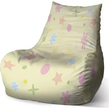 Sedací pytel Sablio Sedací vak Bean Květiny na žluté - 60 x 70 x 70 cm