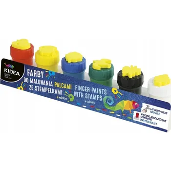 Výtvarná barva BARVY NA MALOVÁNÍ PRSTY S RAZÍTKY 6 KS KIDEA
