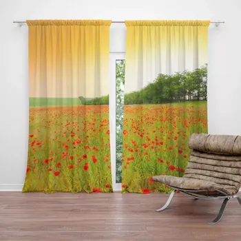 Závěs Sablio Závěs Pole vlčích máků: 2ks 140x250cm