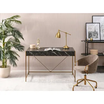 Psací stůl Obdélníkový psací stůl Mebel-Partner 123 x 60 x 76 cm černý, zlatý