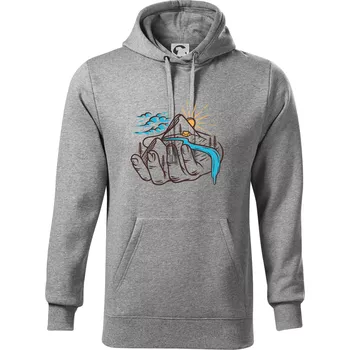 Pánská mikina Hory jako na dlani - Mikina pánská Cape s kapucí - 4XL ( Tmavě šedý melír )