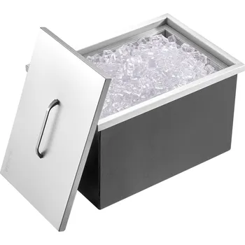 Úložný box Vevor Vestavěný box na led 22"×17"×12" nerez 40 qt s víkem, odtokem a zátkou