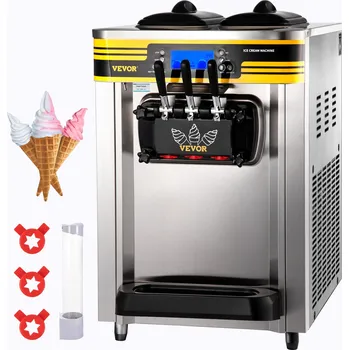 Zmrzlinovač Vevor Stroj na točenou zmrzlinu 22-30L/H 2350W 2×6L 2L válec lcd alarm