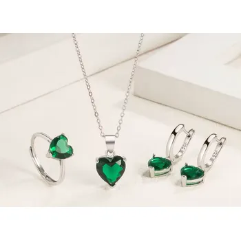 Souprava šperků Prosperk Souprava se srdíčky zelená