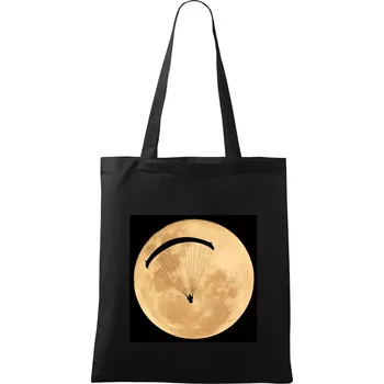Nákupní taška Paragliding měsíc - Taška bavlněná - 42 x 38 cm ( Černá )