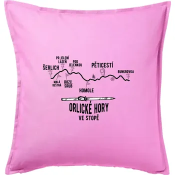 Polštář Orlické hory ve stopě - Polštář 50x50 - 50x50 - Pouze potah ( Růžová )