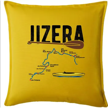 Polštář Mapa řeky Jizery - Polštář 50x50 - 50x50 - Pouze potah ( Žlutá )