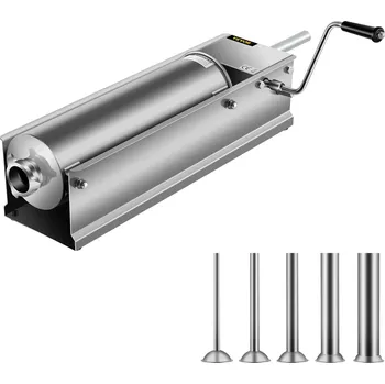 Vevor Ruční plnič klobás 7 L/15 LBS, dvourychlostní, nerez 304, 5 trubic