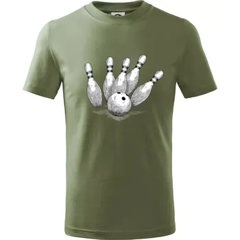 Bowling kresba - Tričko dětské bavlněné - 104-110cm / 3-4 roky ( Khaki )
