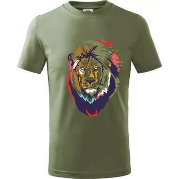 Chlapecké tričko Hlava lva kreslená jednoduchá - Tričko dětské bavlněné - 146 cm/10 let ( Khaki )