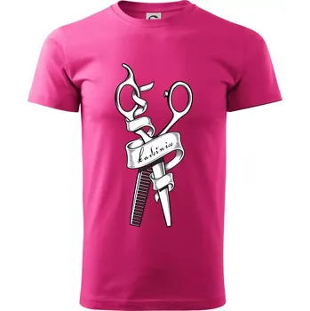 Kadeřnice nůžky a hřeben - Klasické pánské triko vyšší gramáže - S ( Purpurová )