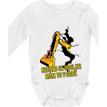 Kojenecký body Nedalo se odolat, mám to v sobě bagr - Body kojenecké s dlouhým rukávem - Dlouhý r. do 3 měs ( Bílá )