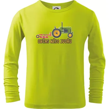 Traktor občas něco zvoře - Triko dětské Long Sleeve - 134 cm/8 let ( Limetková )