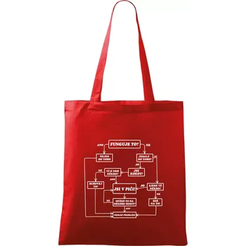 Nákupní taška Návod funguje to? - Taška bavlněná - 42 x 38 cm ( Červená )