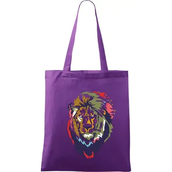 Hlava lva kreslená jednoduchá - Taška bavlněná - 42 x 38 cm ( Fialová )