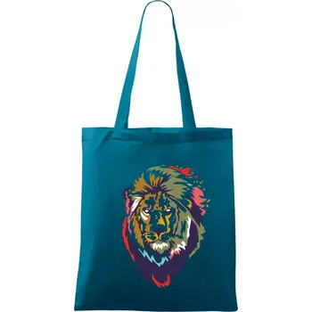 Hlava lva kreslená jednoduchá - Taška bavlněná - 42 x 38 cm ( Petrolejová )