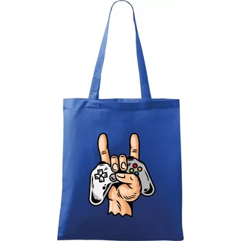 Nákupní taška Gamer - gamepad paroháč - Taška bavlněná - 42 x 38 cm ( Královská modrá )