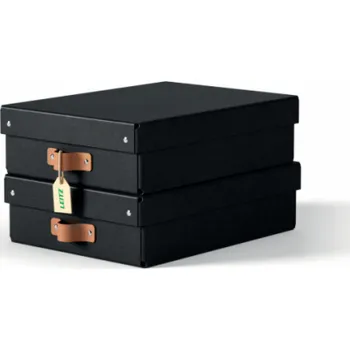 Úložný box LEITZ úložný box, karton, velikost M nízký, 2 ks černý