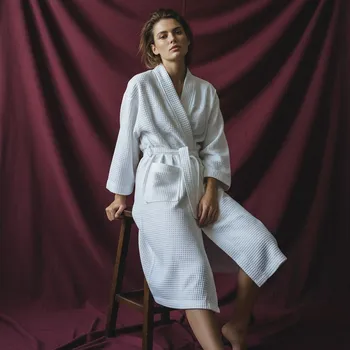 Dámský župan UNICATO Župan WAFLE kimono LUNA, bílý (280gr) Velikost: L