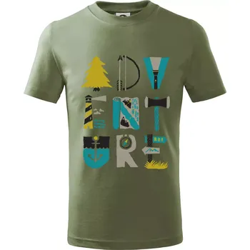 Adventure font - Tričko dětské bavlněné - 134 cm/8 let ( Khaki )