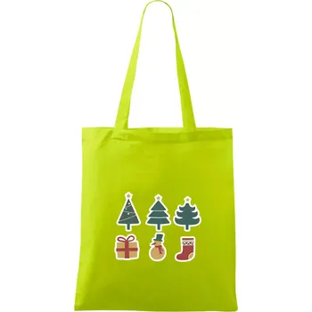 Vánoční sada - stromky a dárky - Taška bavlněná - 42 x 38 cm ( Limetková )
