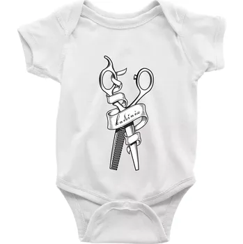 Kojenecký body Kadeřnice nůžky a hřeben - Body kojenecké s krátkým rukávem - Krátký r. do 3 měs ( Bílá )