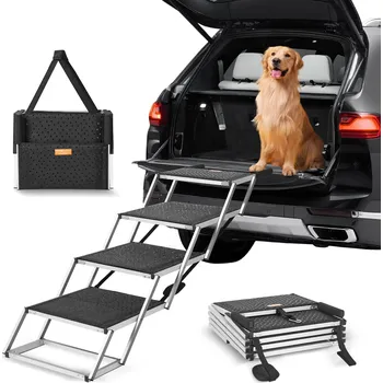 Schody a rampa pro psa Vevor Psí schody do auta 4-stupňové složitelné hliníkové nosnost 113.4 kg