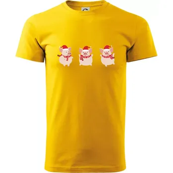 Pánské tričko Vánoční prasátka - Klasické pánské triko vyšší gramáže - L ( Žlutá )