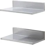 Vevor Nerezová nástěnná police 21.8 × 40.6 cm, nosnost 20 kg, s lemem