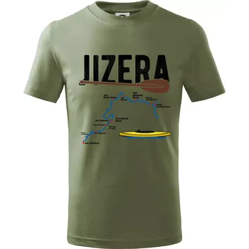 Mapa řeky Jizery - Tričko dětské bavlněné - 122 cm/6 let ( Khaki )