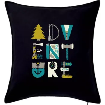 Polštář Adventure font - Polštář 50x50 - 50x50 - Pouze potah ( Černá )