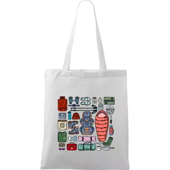 Co si sbalit na kempovani? - Taška bavlněná - 42 x 38 cm ( Bílá )