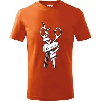 Chlapecké tričko Kadeřnice nůžky a hřeben - Tričko dětské bavlněné - 158 cm/12 let ( Oranžová )