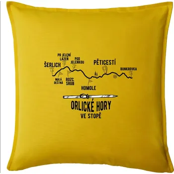Polštář Orlické hory ve stopě - Polštář 50x50 - 50x50 - Pouze potah ( Žlutá )