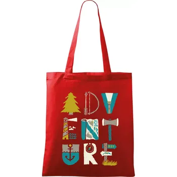 Nákupní taška Adventure font - Taška bavlněná - 42 x 38 cm ( Červená )