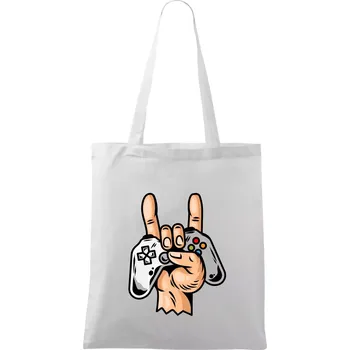 Gamer - gamepad paroháč - Taška bavlněná - 42 x 38 cm ( Bílá )