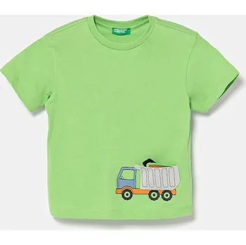 Pánské tričko Bavlněné tričko United Colors of Benetton zelená barva, s potiskem, 3I1XG10J6 3I1XG10J6.P.Seasonal 70X, vel. 82